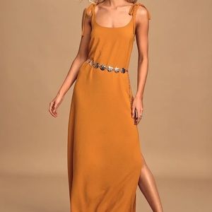 LULUS Salt Water Breeze Rust Orange Tie-Strap Maxi Dress. NEW